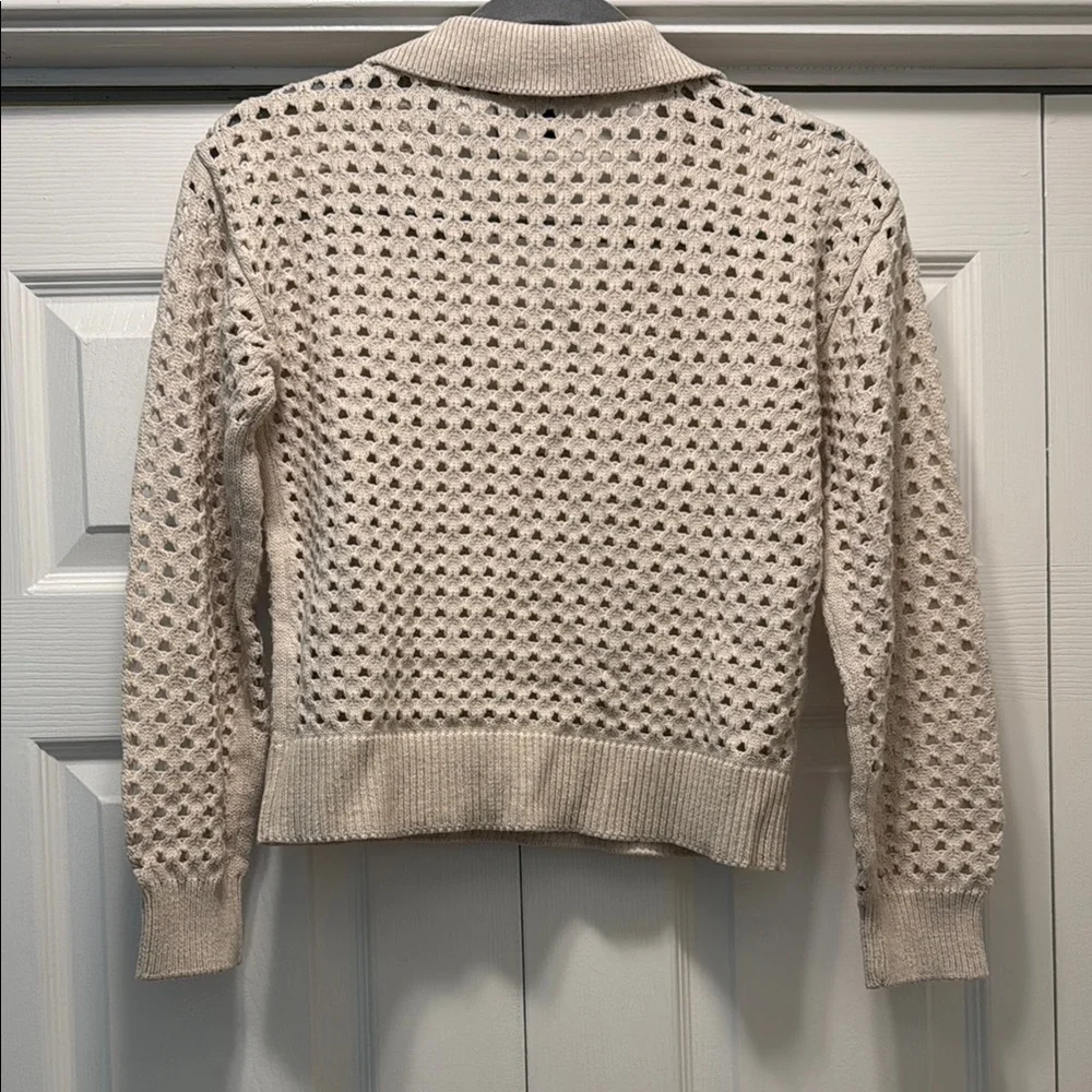 French Connection Cream V-Neck Sweater with Ribbed Trim - Picture 4 of 5